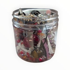 Assorted Jewelry in Glass Jar